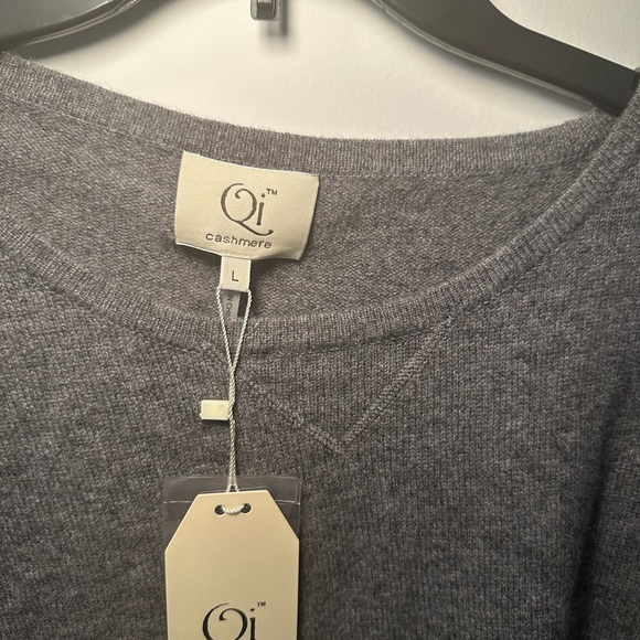 Qi 100% Cashmere Gray Shrug Lagenlook Normcore Poncho Sweater Fall Staple Size L - Picture 6 of 16
